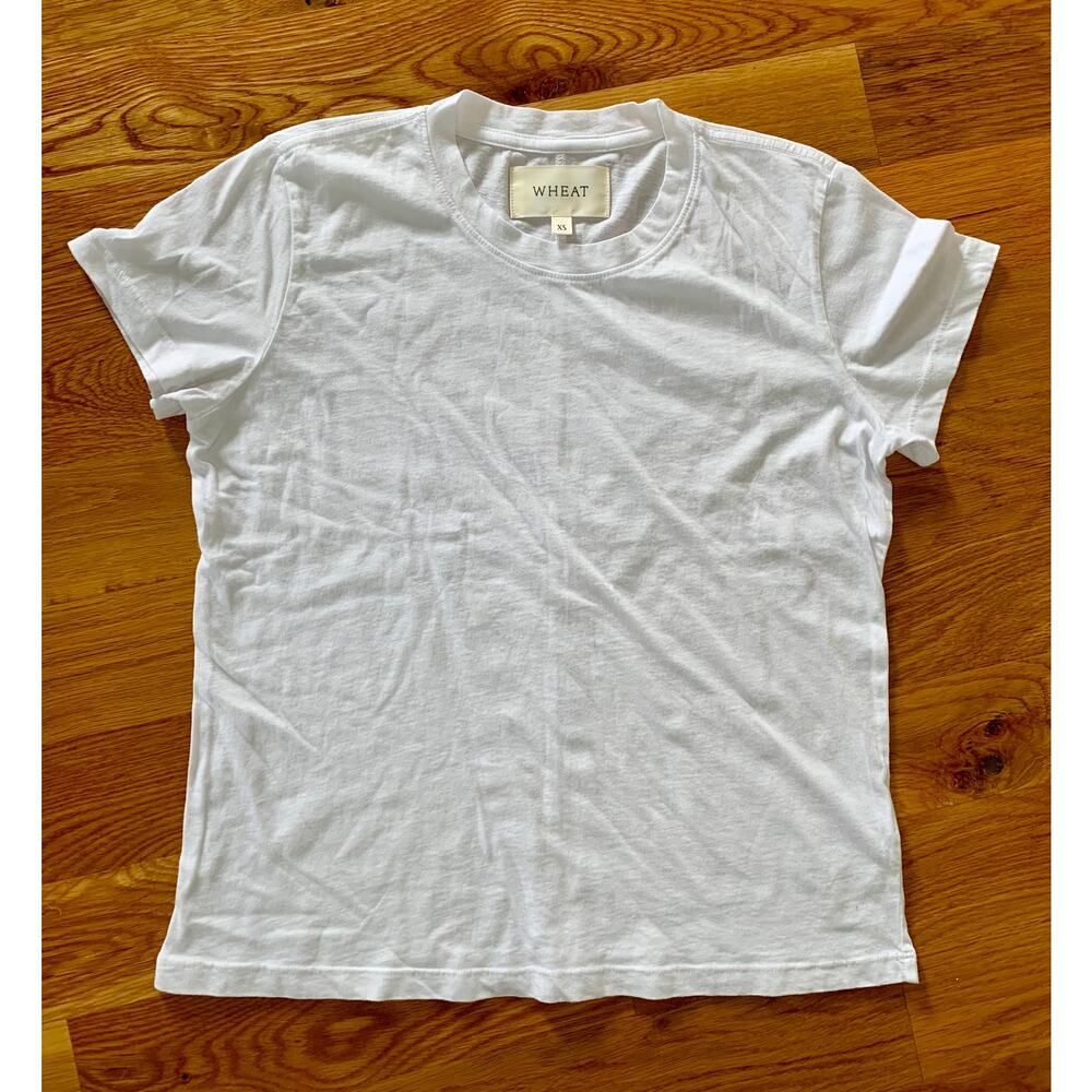 Wheat T-Shirt Top in White Size XS Boho Crew Tee Pullover Jersey Knit Classic